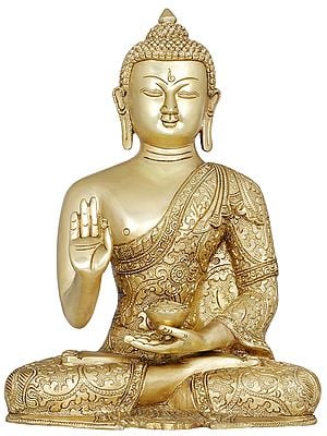 11" Lord Buddha Preaching His Dharma- Tibetan Buddhist In Brass | Handmade | Made In India