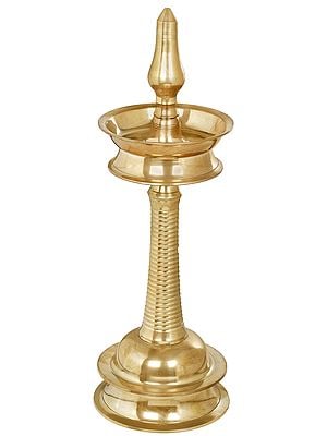 21" Traditional Lamp From Kerala (Nilavilakku) In Brass | Handmade | Made In India