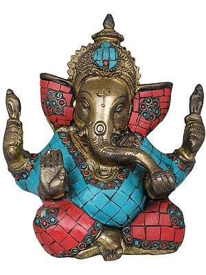 4" Blessing Ganesha In Brass | Handmade | Made In India
