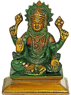 4" Goddess Lakshmi Small Size Brass Sculpture | Handmade | Made in India