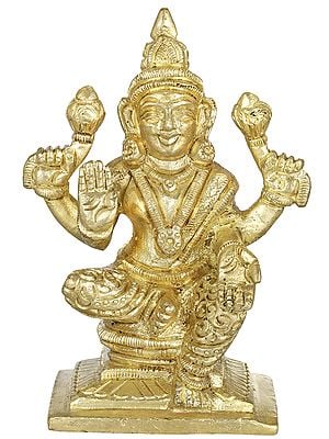 3" Devi Lakshmi Sculpture in Brass | Handmade | Made in India
