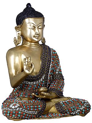 14" Lord Buddha Preaching His Dharma - Tibetan Buddhist In Brass | Handmade | Made In India