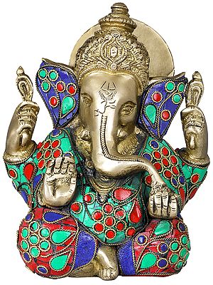 5" Blessing Ganesha Sculpture in Brass | Handmade | Made in India
