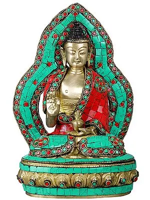 9" Preaching Buddha on Lotus Pedestal - Tibetan Buddhist In Brass | Handmade | Made In India