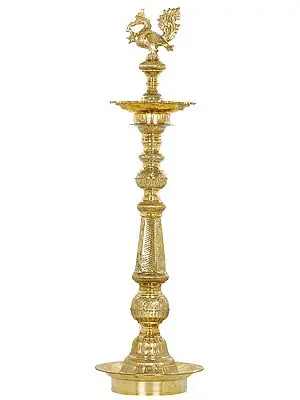 43" Large Superfine Peacock Lamp  (Annam Lamp) In Brass | Handmade | Made In India