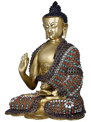 13" Gautam Buddha Preaching His Dharma - Tibetan Buddhist In Brass | Handmade | Made In India