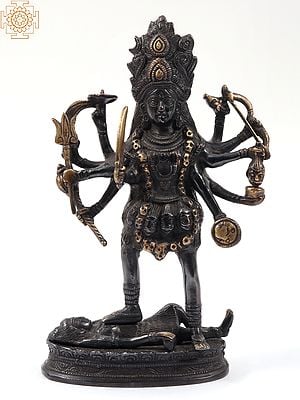 10" Goddess Kali in Brass | Handmade | Made In India