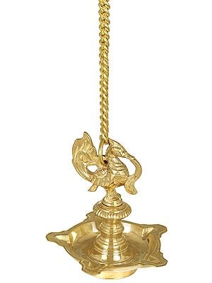 Five Wicks Roof Hanging Peacock Lamp From South India