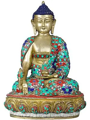 12" Tibetan Buddhist Medicine Buddha with the Bowl of Medicinal Herbs In Brass | Handmade | Made In India