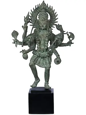 17" Goddess Kali Standing on Wooden Pedestal