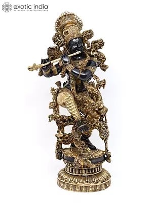 43" Superfine Superbly Embellished Krishna in Brass | Handmade