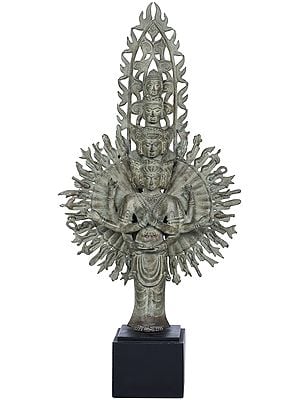 28" The Gracious Avalokiteshvara, Of Thousand Limbs And Thousand Heads In Brass | Handmade | Made In India
