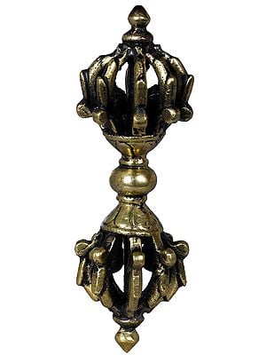 4" Tibetan Buddhist Nine Pronged Small Dorje (Made in Nepal) In Brass | Handmade