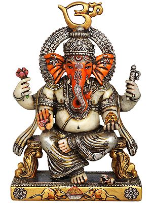 Ganesha Seated on OM Throne