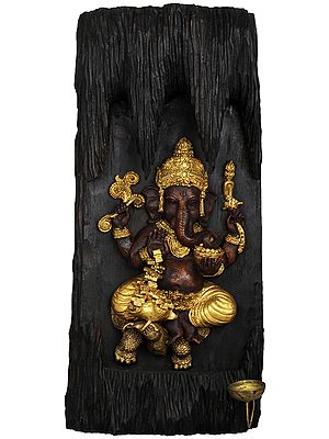 Lord Ganesha Nestling In A Strip Of Bark