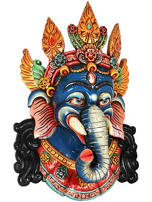 Trinetra Ganesha Wall Hanging Mask - Made in Nepal