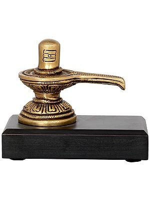 2" Shiva Linga on Wooden Base In Brass | Handmade | Made In India