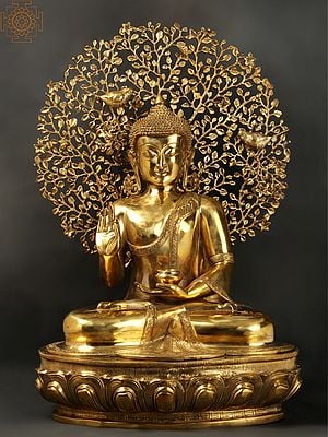 Fine Lord Buddha Preaching in the Backdrop of Bodhi Tree
