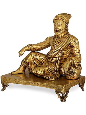 15" Shivaji Maharaja In Brass | Handmade | Made In India