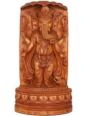 Mace Holding Ganesha Standing under Sheshanaga (Fine Quality)
