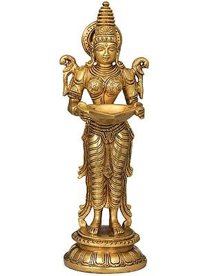 11" Deepalakshmi In Brass | Handmade | Made In India
