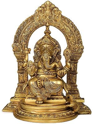 10" Temple Ganesha In Brass | Handmade | Made In India