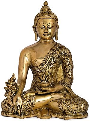 10" Tibetan Buddhist Medicine Buddha In Brass | Handmade | Made In India