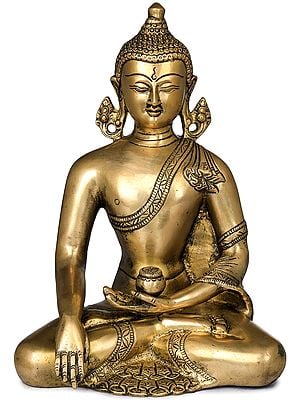 9" Lord Buddha in Bhumisparsha Mudra In Brass | Handmade | Made In India