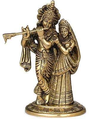 5" Radha Krishna In Brass | Handmade | Made In India