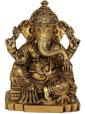 5" Small Ganesha In Brass | Handmade | Made In India