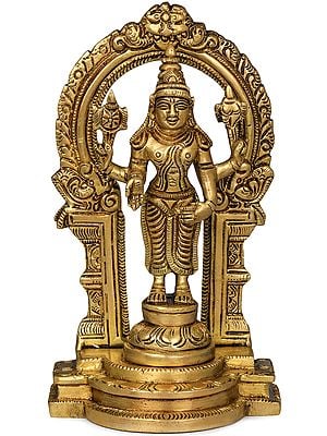 6" Lord Vishnu Brass Sculpture | Handmade | Made in India
