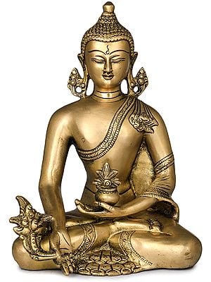 9" Tibetan Buddhist Healer Deity Medicine Buddha In Brass | Handmade | Made In India