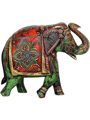 Decorated Wooden Elephant