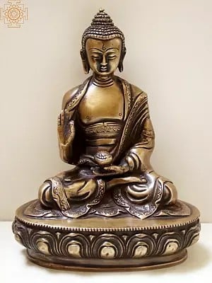 8" Lord Buddha in Vitark Mudra - Tibetan Buddhist In Brass
