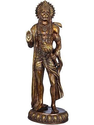 10" Standing Hanuman In Brass | Handmade | Made In India