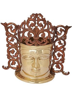 15" Superfine Goddess Parvati Head In Brass | Handmade | Made In India