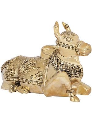 7" Fine Quality Nandi - The Vahana of Shiva In Brass | Handmade | Made In India