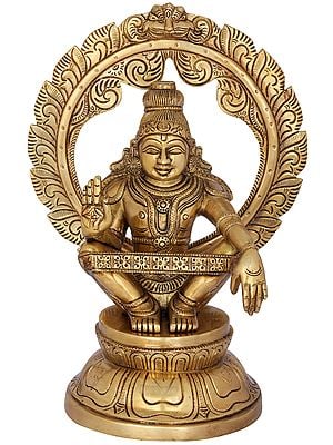 11" Ayyappan - A Saint Revered as Incarnation of Dharma In Brass | Handmade | Made In India