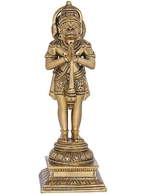10" The Devout Stance Of Hanuman in Brass | Handmade | Made In India
