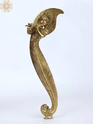 12" Superfine Lord Krishna Door Handle | Brass | Handmade | Made In India