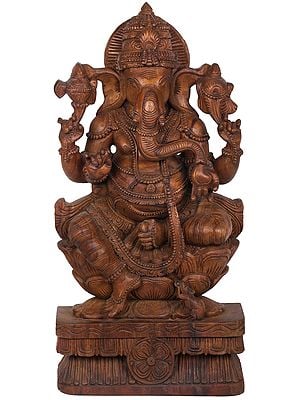 Chaturbhuja Lotus Seated Large Ganesha