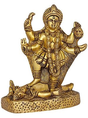 5" Small Size Goddess Kali In Brass | Handmade | Made In India