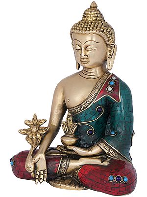 7" Tibetan Buddhist Medicine Buddha In Brass | Handmade | Made In India