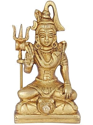 4" Small Size Lord Shiva In Brass | Handmade | Made In India