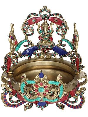 15" Gaja Ganesha Urli In Brass | Handmade | Made In India
