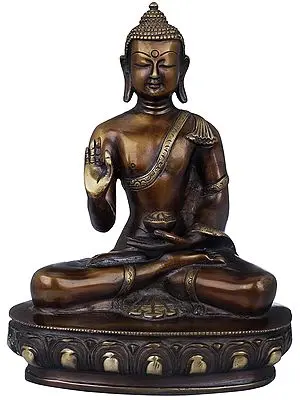 9" Tibetan Buddhist Preaching Buddha In Brass | Handmade | Made In India
