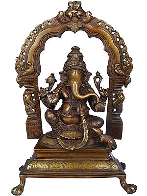 15" Temple Ganesha In Brass | Handmade | Made In India