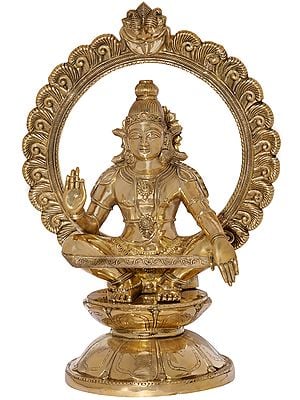 30" Superfine Large Ayyappan with a Lotus Kirtimukha Prabhawali In Brass | Handmade | Made In India