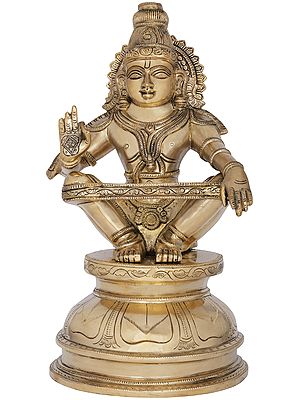 14" Lord Ayyappan - Fine Quality In Brass | Handmade | Made In India