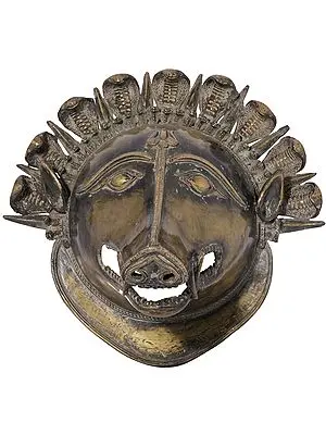 15" Varaha Wall Hanging Mask (Dhokra Art) | Handmade | Madhuchista Vidhana (Lost-Wax) | Panchaloha Bronze from Swamimalai